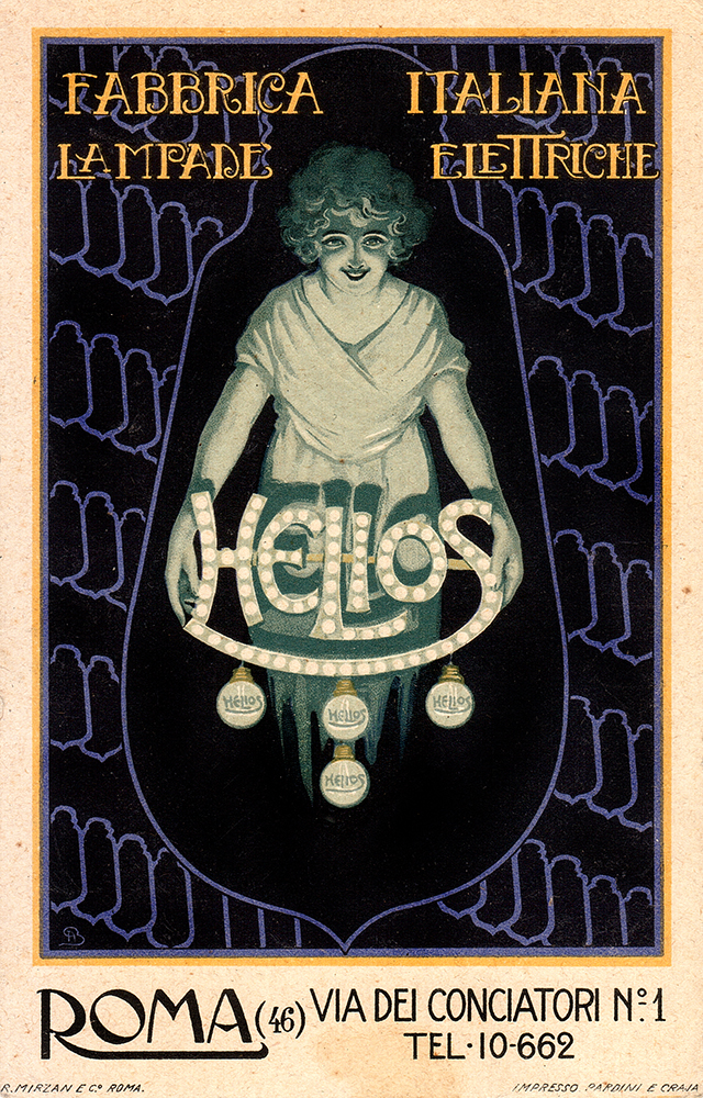 Helios – Fabbrica italiana lampade elettriche – Cartoncino promozionale