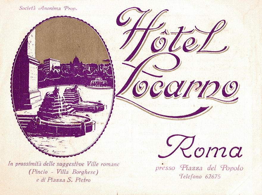 Hotel Locarno – Roma – Cartoncino promozionale