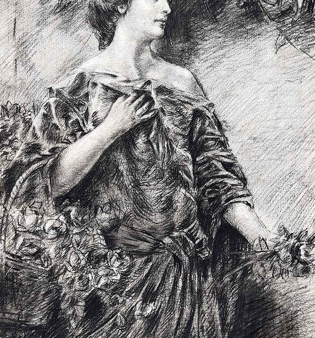 Ritratto di donna con fiori – Disegno